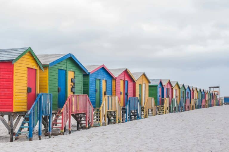 Multi-colored beach huts at Muizenberg