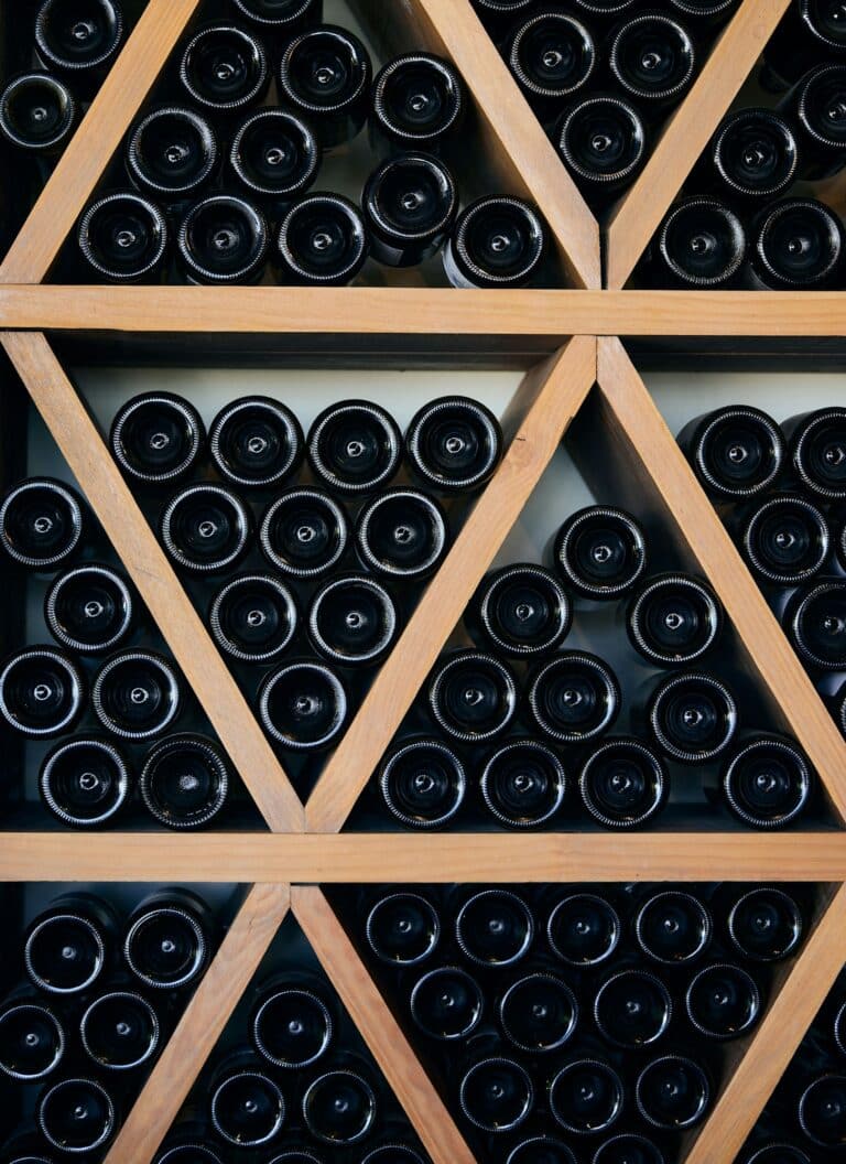 Wine bottle in Constantia Glen South Africa on the triangle shelf